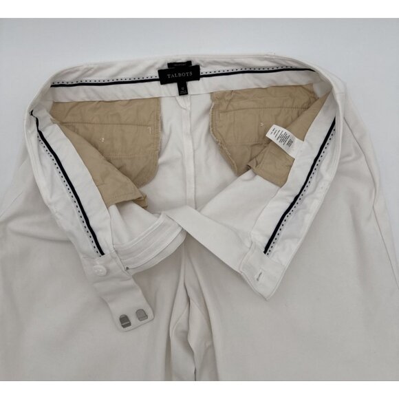 Talbots Newport size 12 white dress pant pockets straight leg stretch cotton - Picture 5 of 10